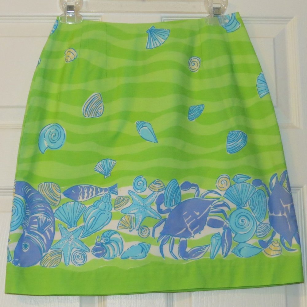 Lilly Pulitzer Skirt Green Low Tide Crab Border 2